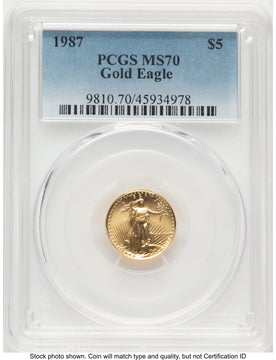 1987 Gold Eagle 1/10 oz Blue Gradient PCGS MS70