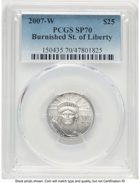 2007-W Burnished Platinum Eagle 1/4 oz Blue Gradient PCGS MS70
