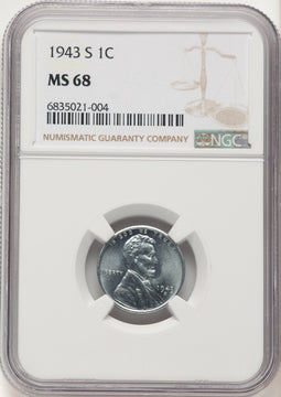 1943-S 1C Lincoln Cent NGC MS68