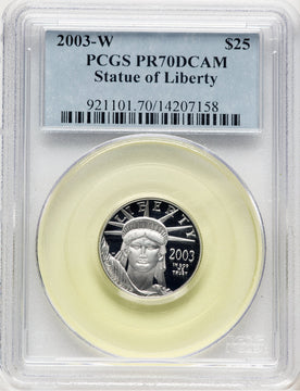 2003-W Proof Platinum Eagle 1/4 oz Blue Label PCGS PR70