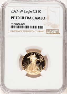 2024-W Proof Gold Eagle 1/4 oz Brown Label NGC PF70