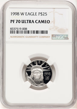 1998-W Proof Platinum Eagle 1/4 oz Brown Label NGC PF70