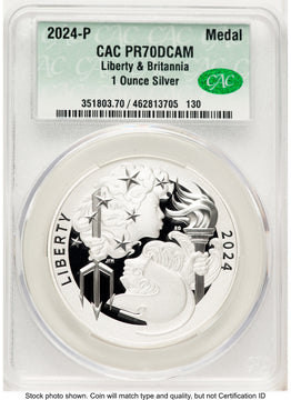 2024-P Proof Silver Medal Liberty & Britannia 1 oz Non Designation CACG PR70