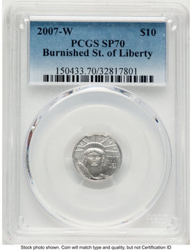 2007-W Burnished Platinum Eagle 1/10 oz Blue Gradient PCGS MS70