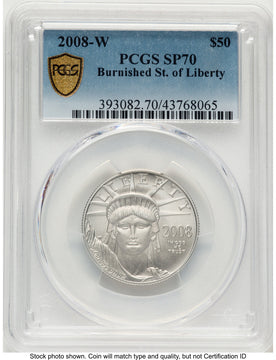 2008-W Burnished Platinum Eagle 1/2 oz Blue Gradient PCGS MS70