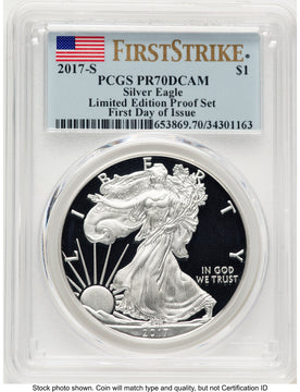 2017-S Proof Silver Eagle Limited Edition Proof Set 1 oz FDI FS Flag PCGS PR70