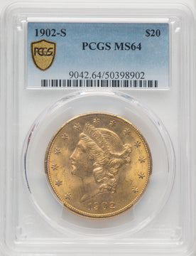 1902-S $20 Liberty Double Eagle PCGS MS64 1902-S $20 Liberty Double Eagle PCGS MS64