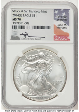 2014-(S) Silver Eagle John NGC MS70 Mercanti 2014-(S) Silver Eagle John NGC MS70 Mercanti