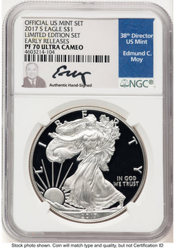 2017-S Proof Silver Eagle Limited Edition Proof Set 1 oz ER NGC PF70 Ed Moy 2017-S Proof Silver Eagle Limited Edition Proof Set 1 oz ER NGC PF70 Ed Moy