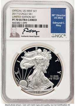 2017-S Proof Silver Eagle Limited Edition Proof Set 1 oz NGC PF70 Ed Moy