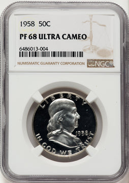 1958 50C Proof Franklin Half Dollar NGC PR68