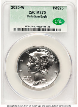 2020-W Palladium Eagle 1 oz Burnished Non Designation CACG MS70