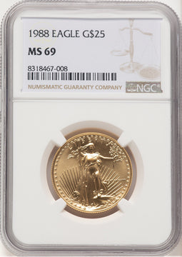 1988 Gold Eagle 1/2 oz Brown Label NGC MS69