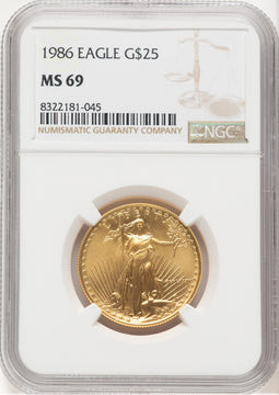 1986 Gold Eagle 1/2 oz Brown Label NGC MS69