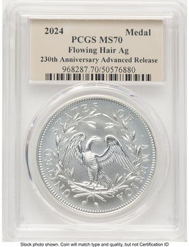 2024-(P) Silver 230th Anniversary Flowing Hair Medal AR Thomas Cleveland Art Deco Modern Commemoratives PCGS MS70 (772852082)