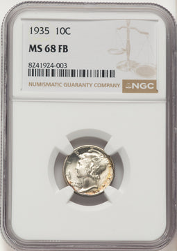 1935 10C FB Mercury Dime NGC MS68