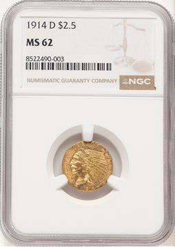 1914-D $2.50 Indian Quarter Eagle NGC MS62 (772957012)
