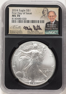 2024 Silver Eagle FDI Mike Castle Franklin Series NGC MS70