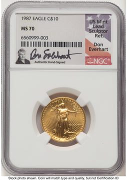 1987 Gold Eagle 1/4 oz Don Everhart NGC MS70