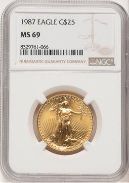 1987 Gold Eagle 1/2 oz Brown Label NGC MS69