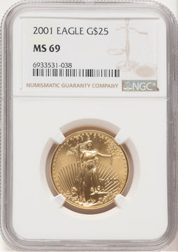 2001 Gold Eagle 1/2 oz Brown Label NGC MS69