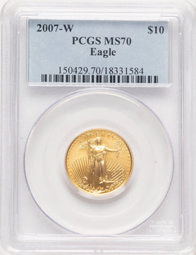 2007-W Burnished Gold Eagle 1/4 oz Blue Label PCGS MS70