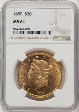 1880 $20 Liberty Double Eagle NGC MS61