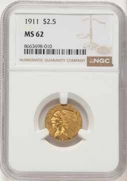 1911 $2.50 Indian Quarter Eagle NGC MS62 1911 $2.50 Indian Quarter Eagle NGC MS62
