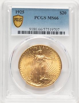 1925 $20 Saint-Gaudens Double Eagle PCGS MS66