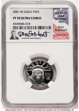 2001-W Proof Platinum Eagle 1/4 oz Don Everhart NGC PF70