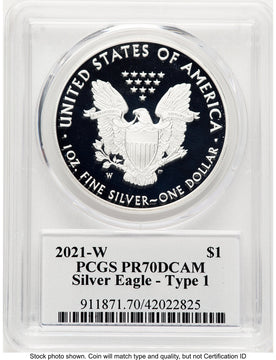 2021-W TY1 Proof Silver Eagle 1 oz TD Rogers PCGS PR70 (774957035)