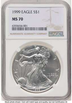 1999 Silver Eagle Brown Label NGC MS70 1999 Silver Eagle Brown Label NGC MS70