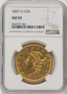 1857-O $20 Liberty Double Eagle NGC AU55