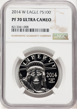2014-W Proof Platinum Eagle 1 oz Brown Label NGC PF70