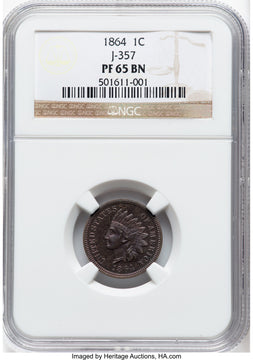 1864 1C J-357 BN Patterns NGC MS65