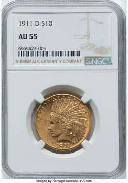 1911-D $10 Indian Eagle NGC AU55 (776141058)