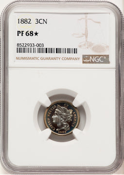 1882 3CN Proof Three Cent Nickel NGC PR68