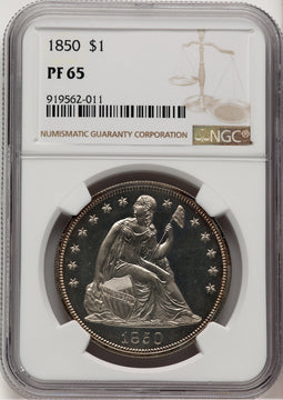 1850 Proof Seated Dollar NGC PR65