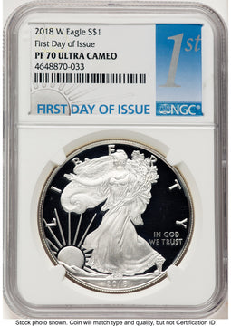 2018-W Proof Silver Eagle 1 oz FDI 1ST NGC PF70