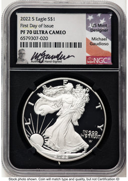 2022-S Proof Silver Eagle 1 oz FDI Michael Gaudioso NGC PF70