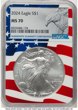2024 Silver Eagle Flag Core NGC MS70