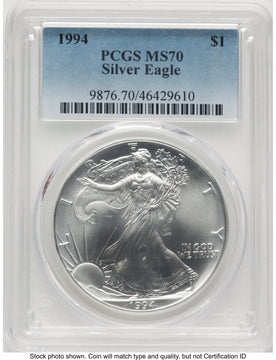 1994 Silver Eagle Blue Gradient PCGS MS70
