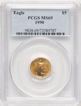 1990 Gold Eagle 1/10 oz Blue Label PCGS MS69