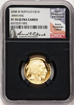2008-W Proof Gold Buffalo 1/4 oz Anna Cabral NGC PF70