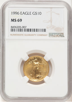 1996 Gold Eagle 1/4 oz Brown Label NGC MS69
