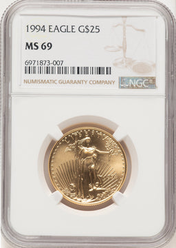 1994 Gold Eagle 1/2 oz Brown Label NGC MS69