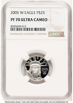 2005-W Proof Platinum Eagle 1/4 oz Brown Label NGC PF70 (777173008)