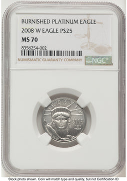 2008-W Burnished Platinum Eagle 1/4 oz Brown Label NGC MS70