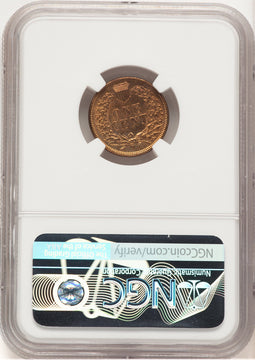 1876 1C RB Indian Cent NGC MS65