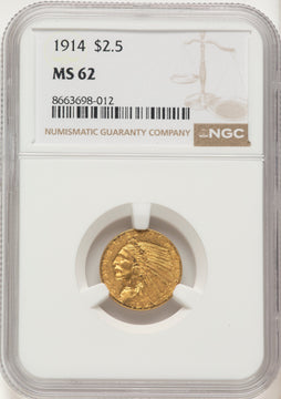 1914 $2.50 Indian Quarter Eagle NGC MS62 1914 $2.50 Indian Quarter Eagle NGC MS62